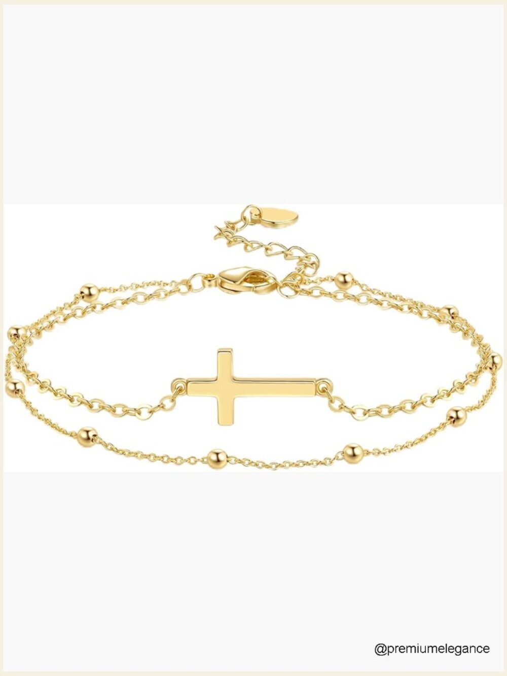 Double Layered Chain Bracelet with Cross Charm